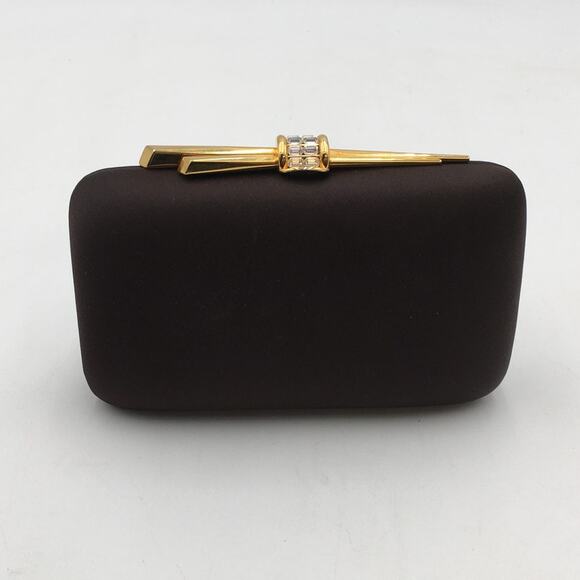 Vintage Rodo Italy Brown Satin Evening Clutch Purse w/Chain Strap - Picture 2 of 8